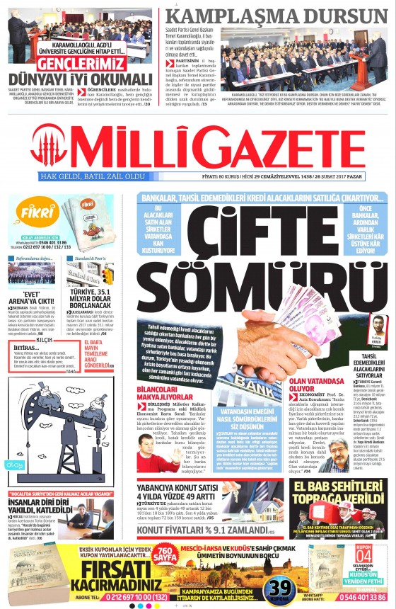 26 Şubat 2017 gazete manşetleri - 2