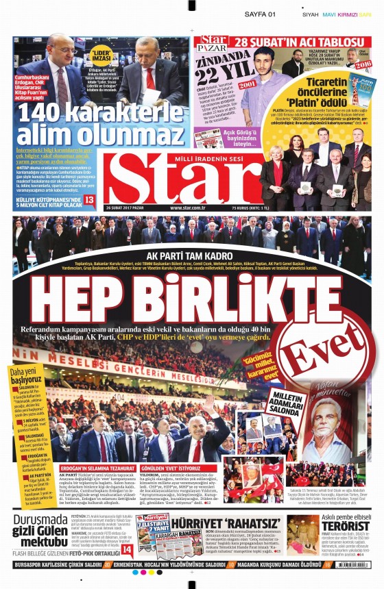 26 Şubat 2017 gazete manşetleri - 12