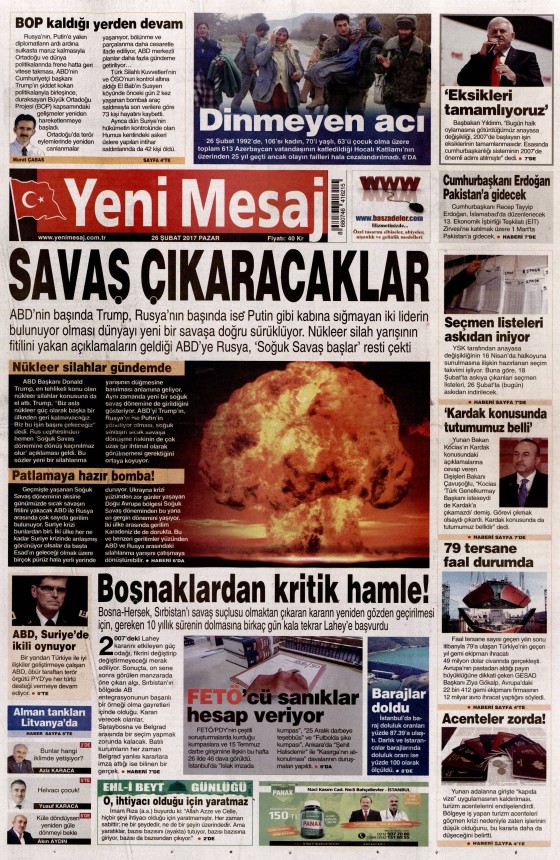 26 Şubat 2017 gazete manşetleri - 16
