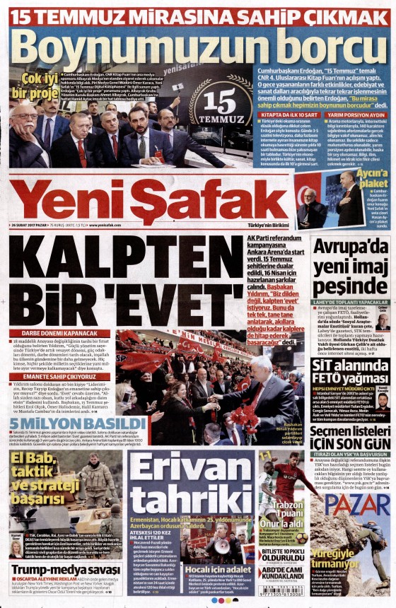 26 Şubat 2017 gazete manşetleri - 15