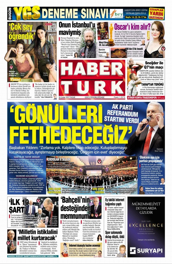 26 Şubat 2017 gazete manşetleri - 19