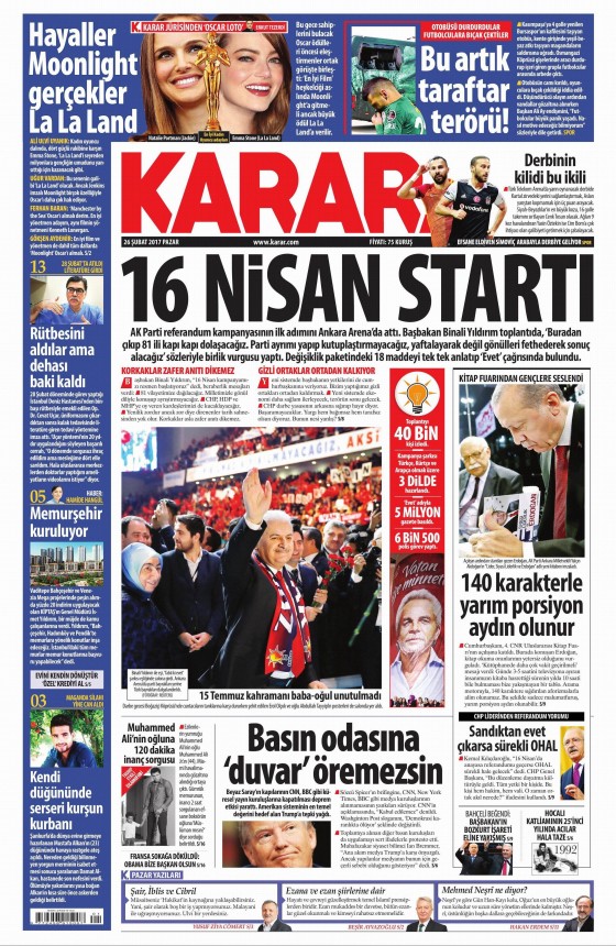 26 Şubat 2017 gazete manşetleri - 22