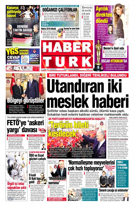 27 Şubat 2017 gazete manşetleri - 20