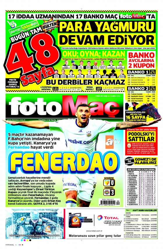 3 Mart 2017 gazete manşetleri - 16