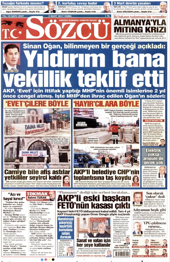 3 Mart 2017 gazete manşetleri - 31