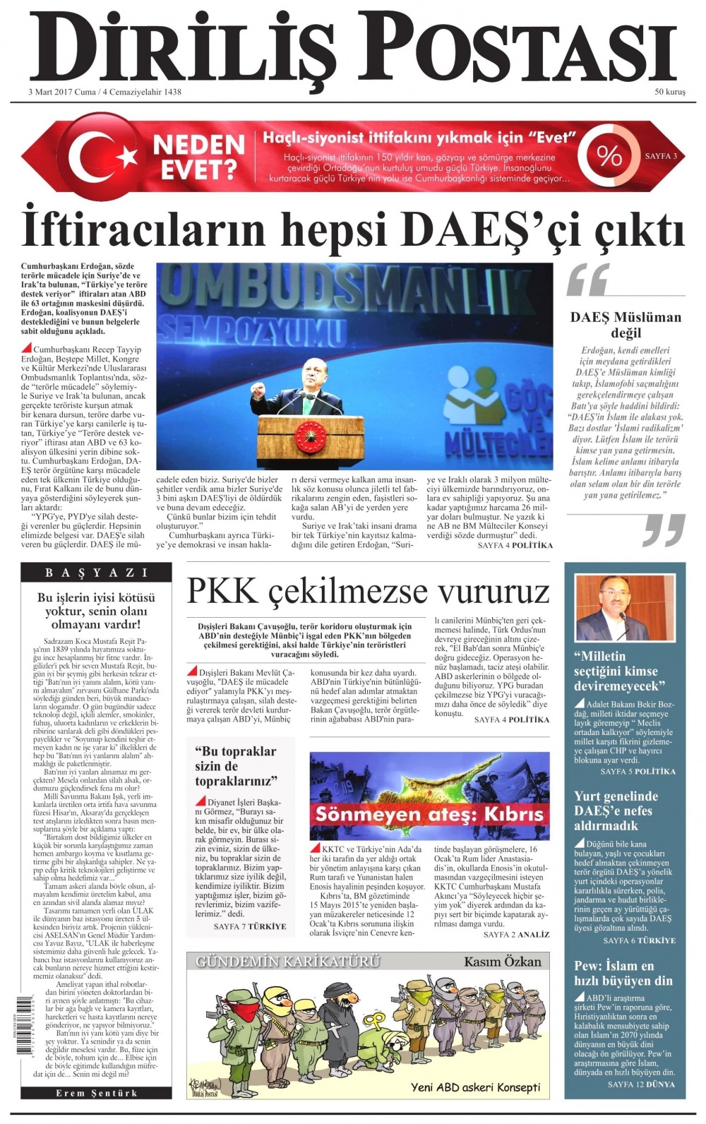 3 Mart 2017 gazete manşetleri - 1