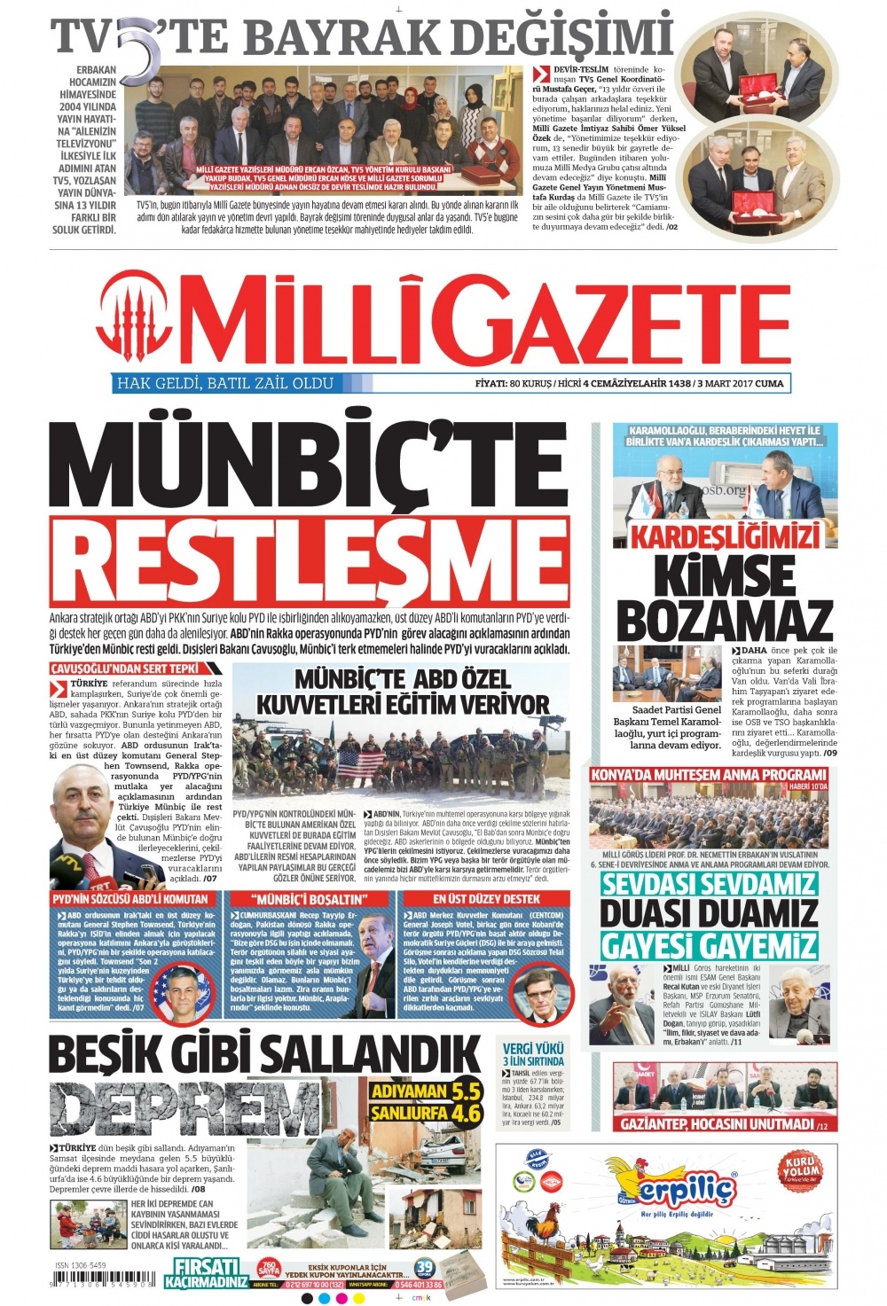 3 Mart 2017 gazete manşetleri - 1