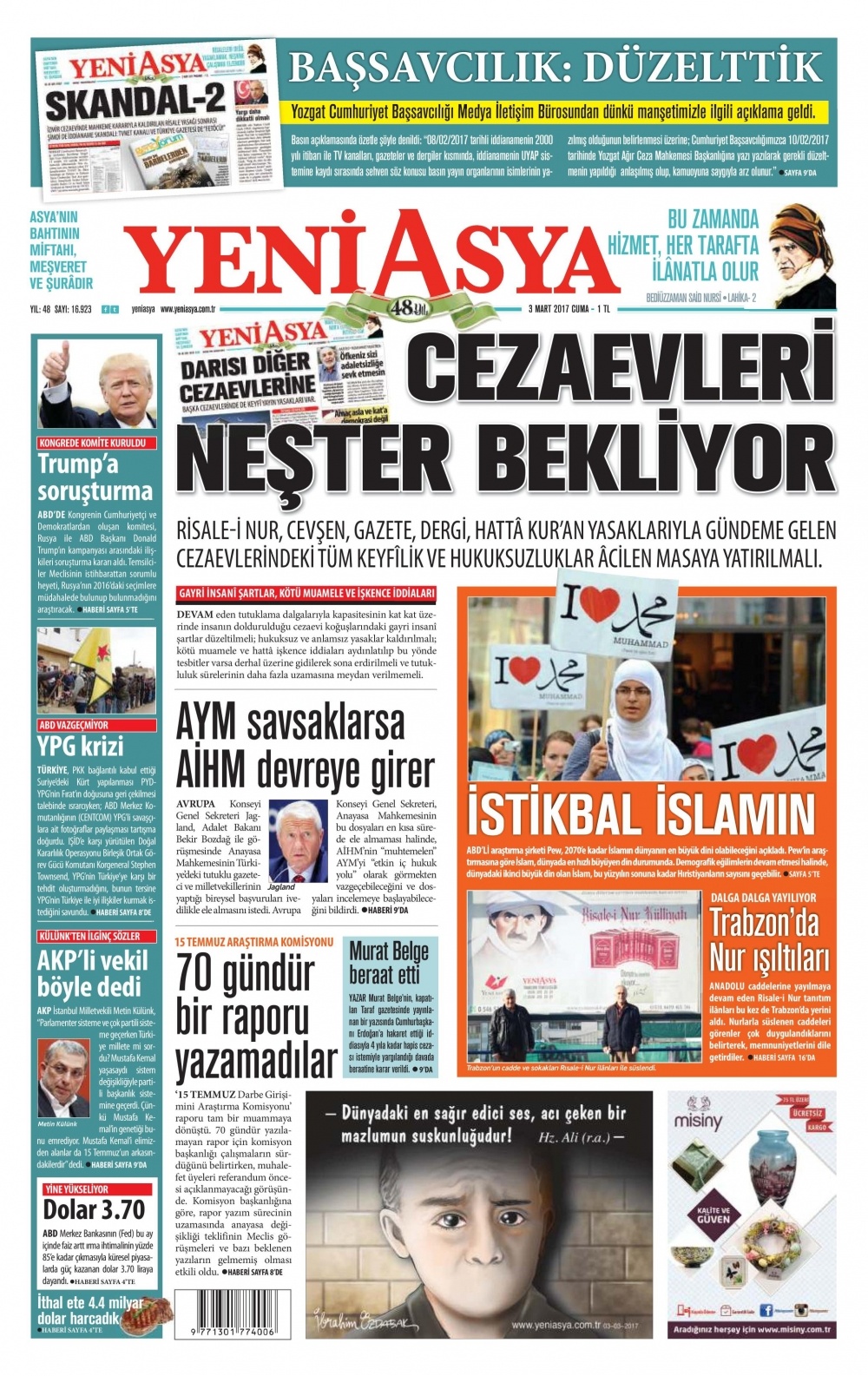 3 Mart 2017 gazete manşetleri - 1