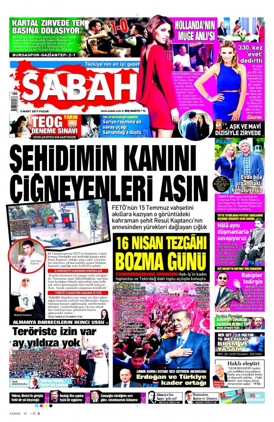 5 Mart 2017 gazete manşetleri - 1
