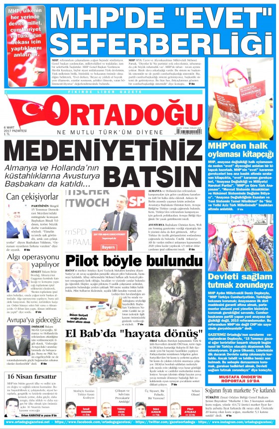 6 Mart 2017 gazete manşetleri - 130