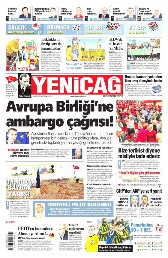 6 Mart 2017 gazete manşetleri - 139