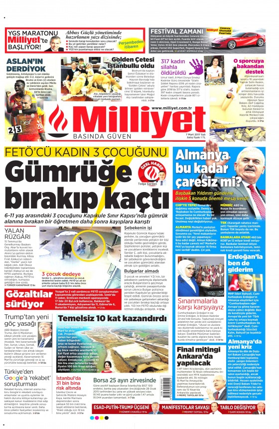 7 Mart 2017 gazete manşetleri - 1