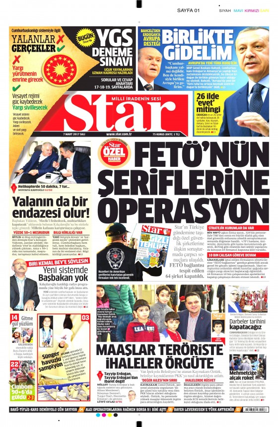 7 Mart 2017 gazete manşetleri - 1