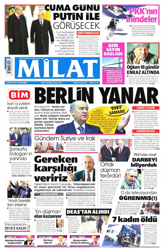 8 Mart 2017 gazete manşetleri - 20