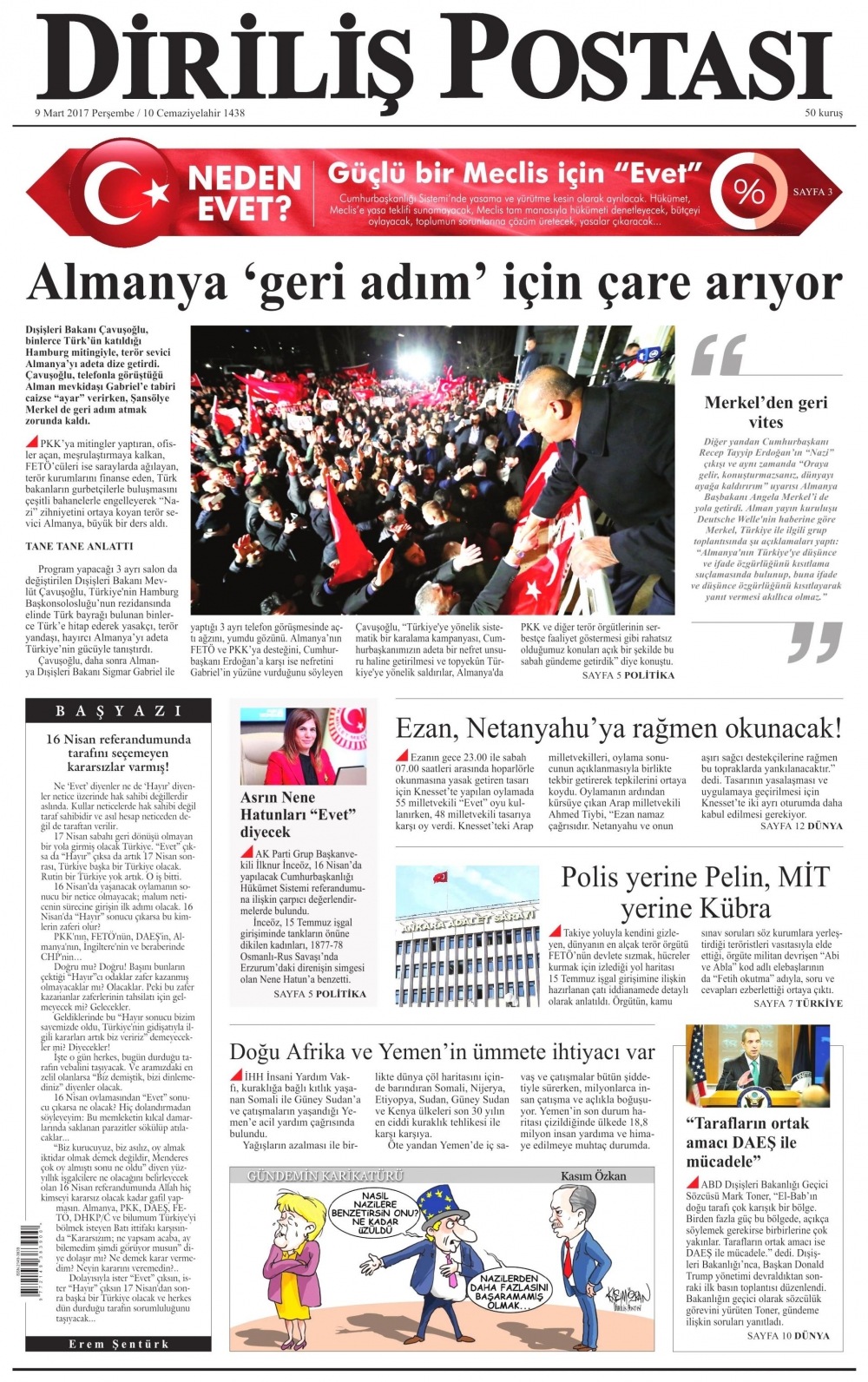9 Mart 2017 gazete manşetleri - 1