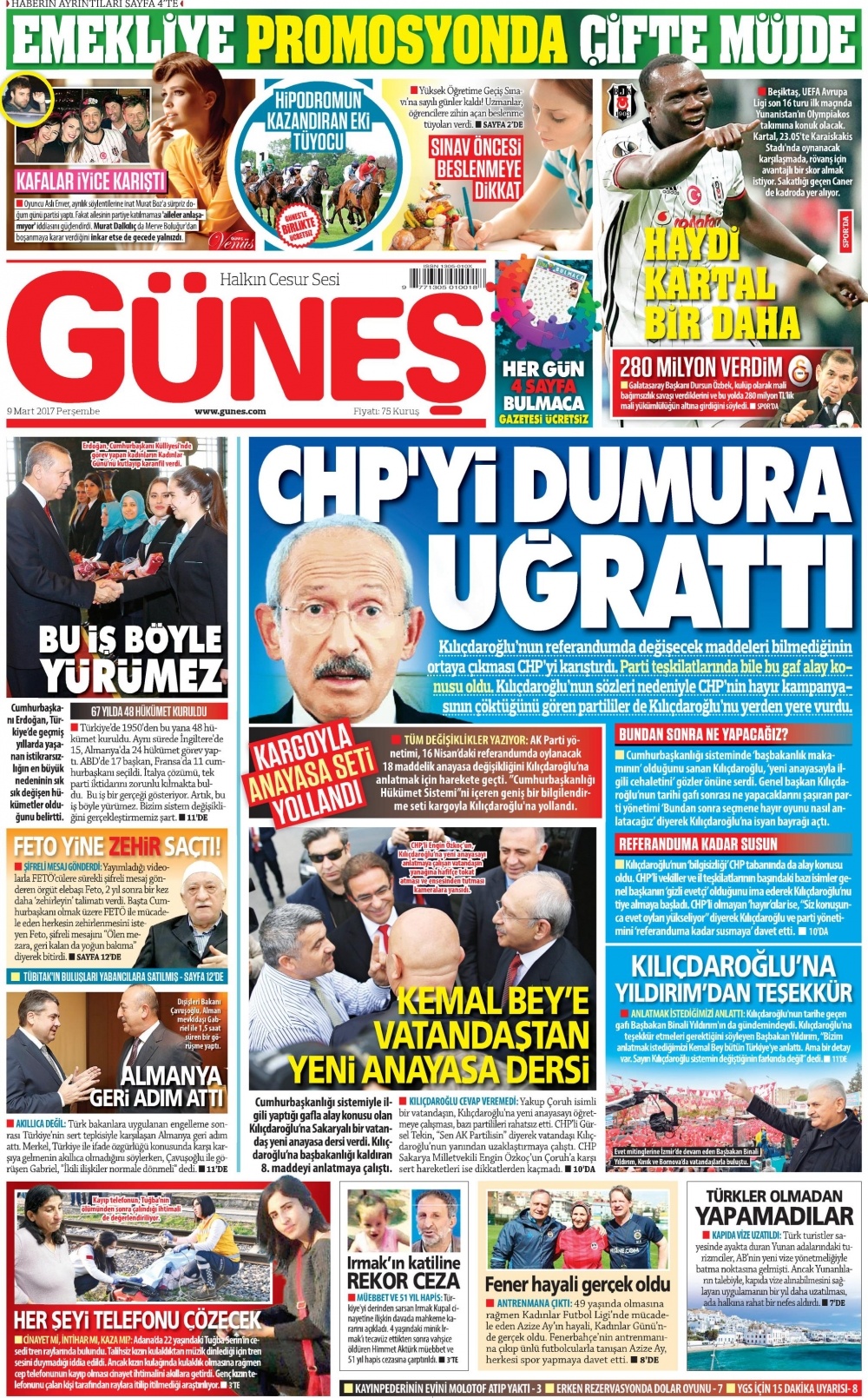 9 Mart 2017 gazete manşetleri - 1