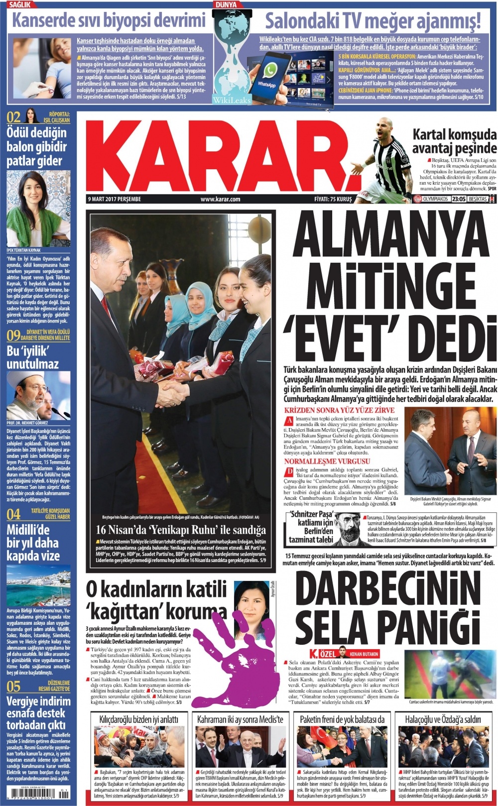 9 Mart 2017 gazete manşetleri - 1