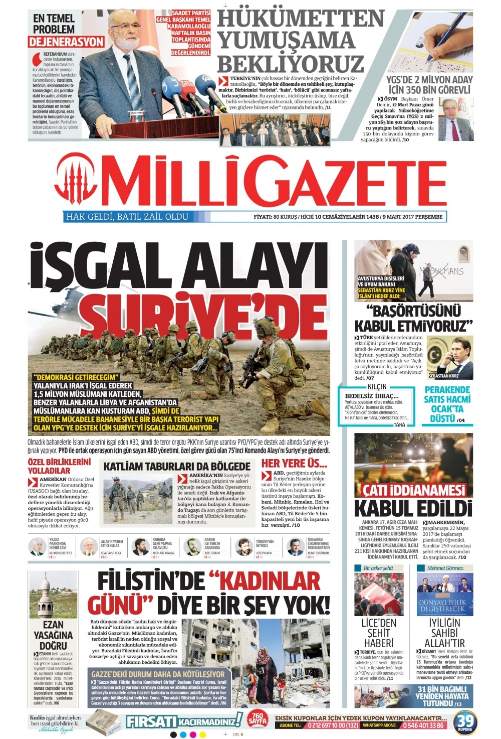 9 Mart 2017 gazete manşetleri - 1