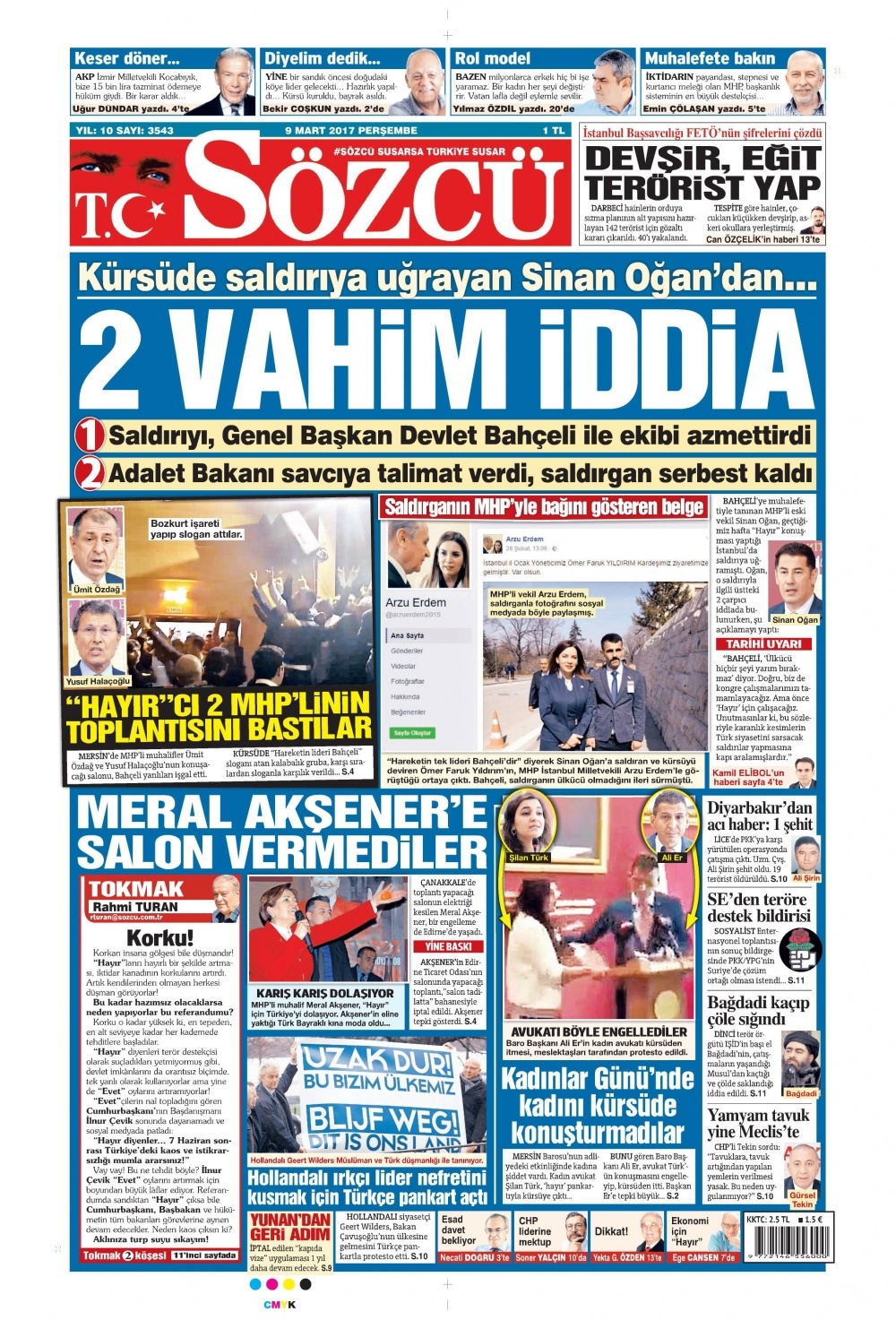 9 Mart 2017 gazete manşetleri - 1