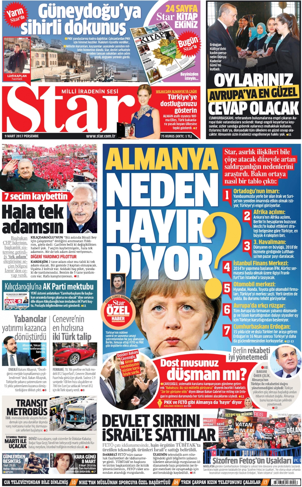 9 Mart 2017 gazete manşetleri - 1