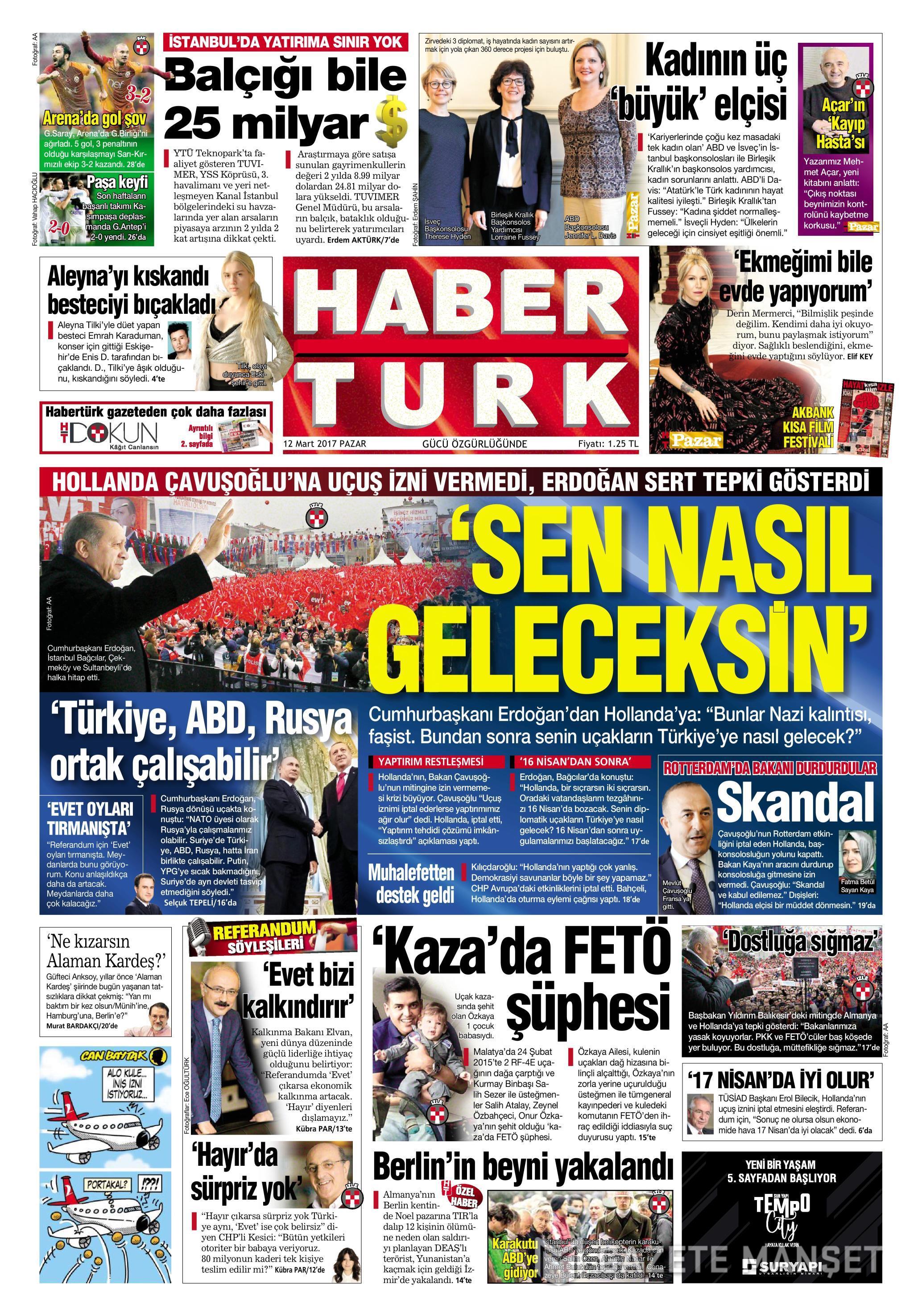 12 Mart 2017 gazete manşetleri - 10