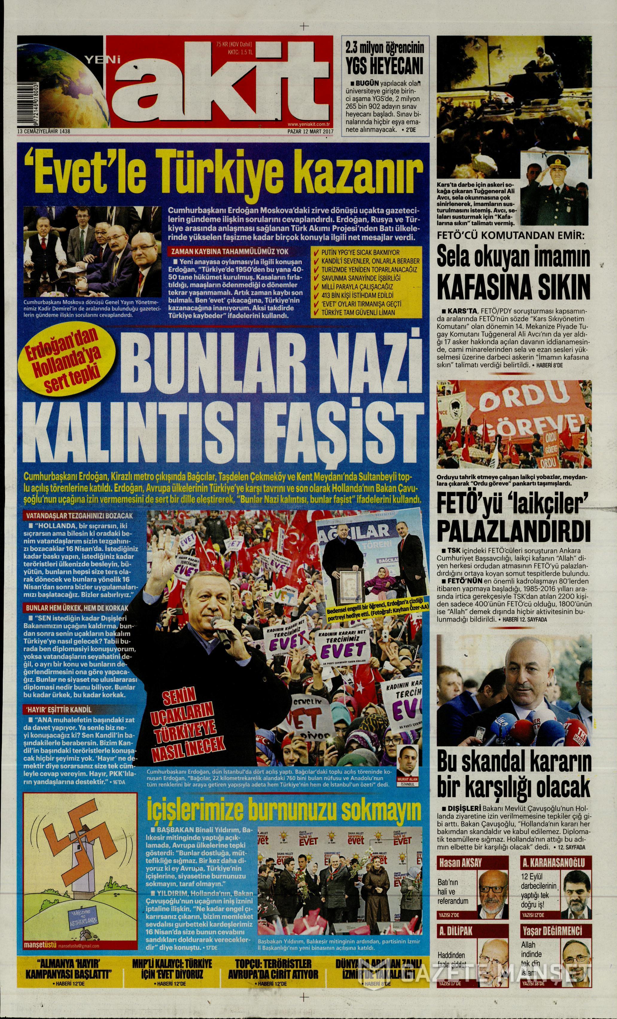 12 Mart 2017 gazete manşetleri - 17