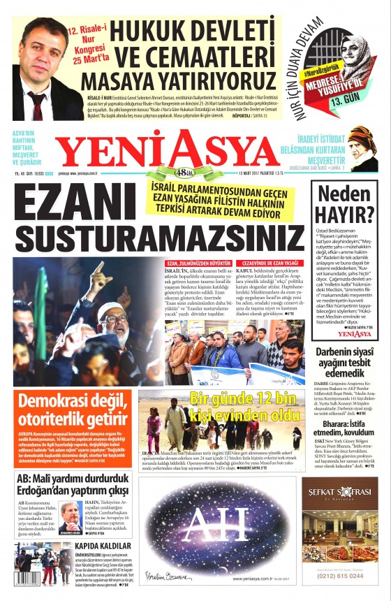 13 Mart 2017 gazete manşetleri - 2