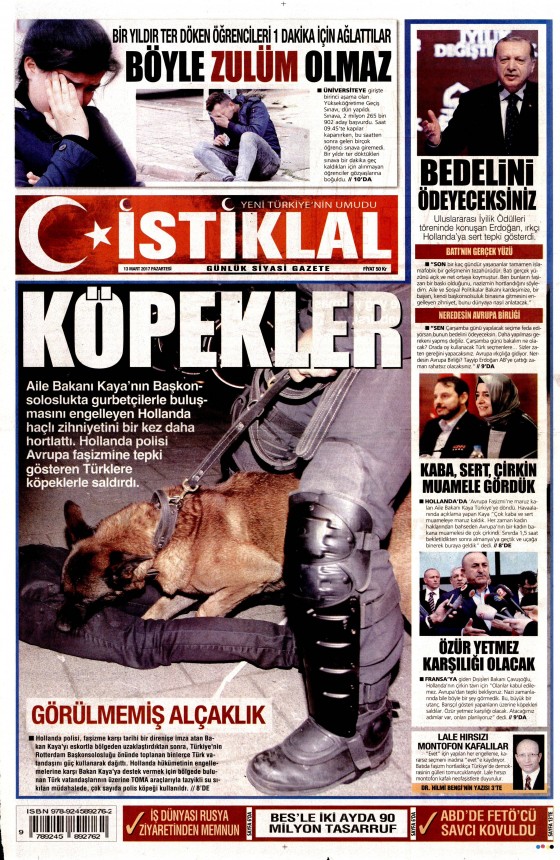 13 Mart 2017 gazete manşetleri - 13