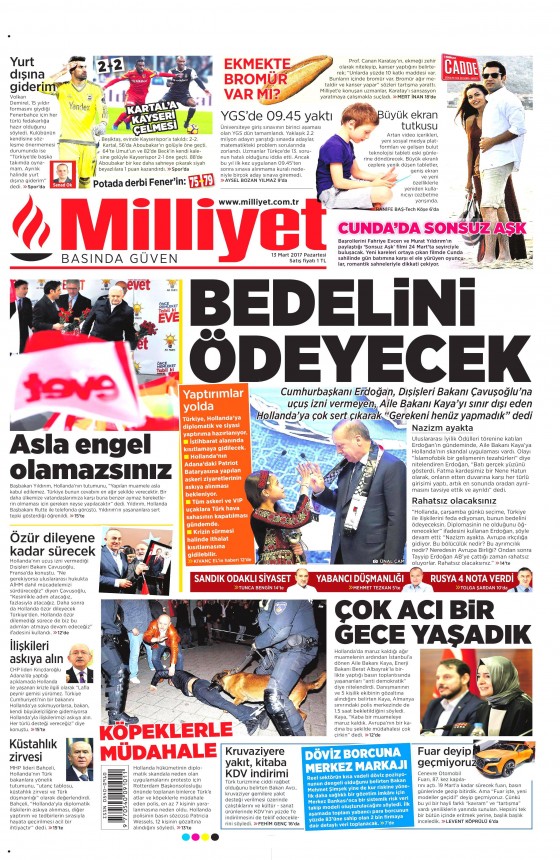 13 Mart 2017 gazete manşetleri - 14