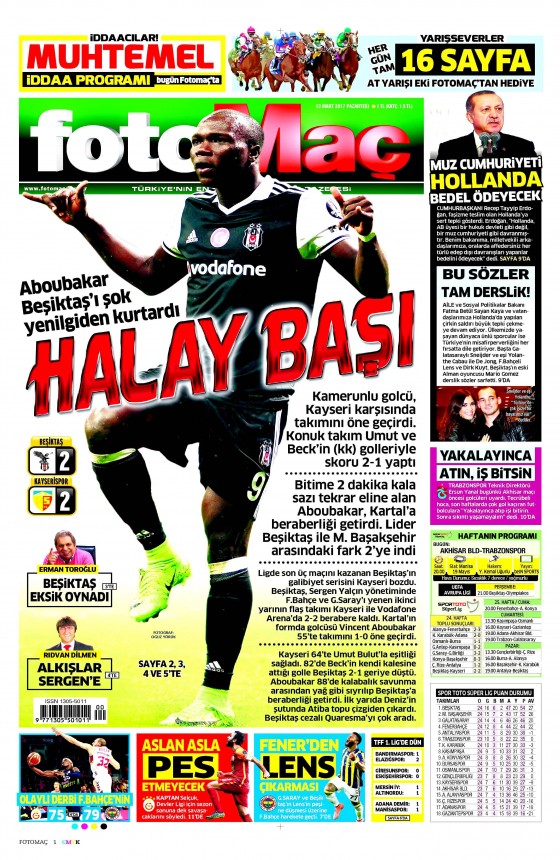 13 Mart 2017 gazete manşetleri - 17