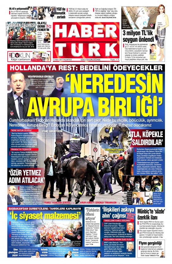 13 Mart 2017 gazete manşetleri - 26