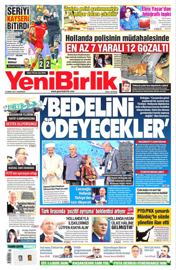 13 Mart 2017 gazete manşetleri - 22