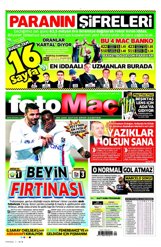 14 Mart 2017 gazete manşetleri - 8