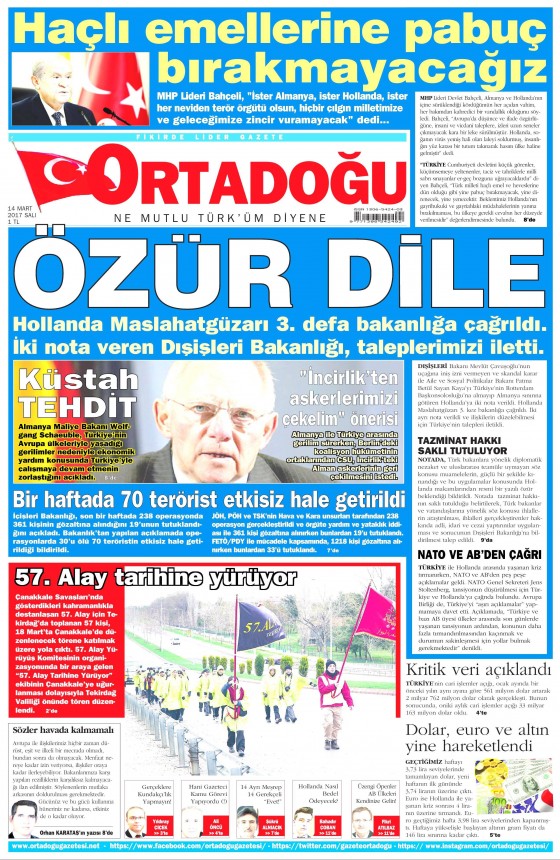 14 Mart 2017 gazete manşetleri - 9