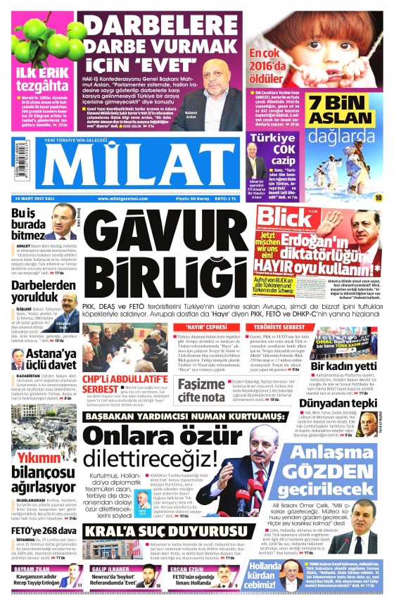 14 Mart 2017 gazete manşetleri - 25