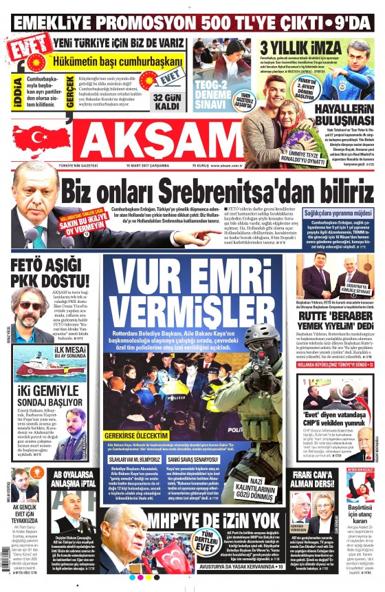 15 Mart 2017 gazete manşetleri - 1