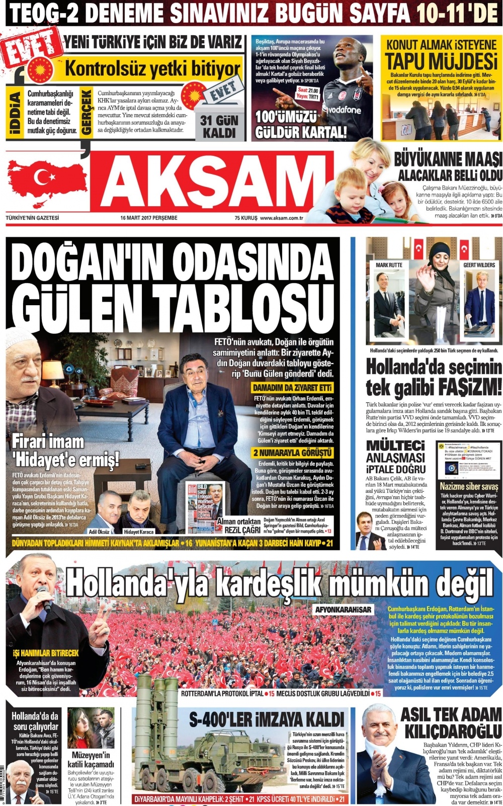 16 Mart 2017 gazete manşetleri - 2