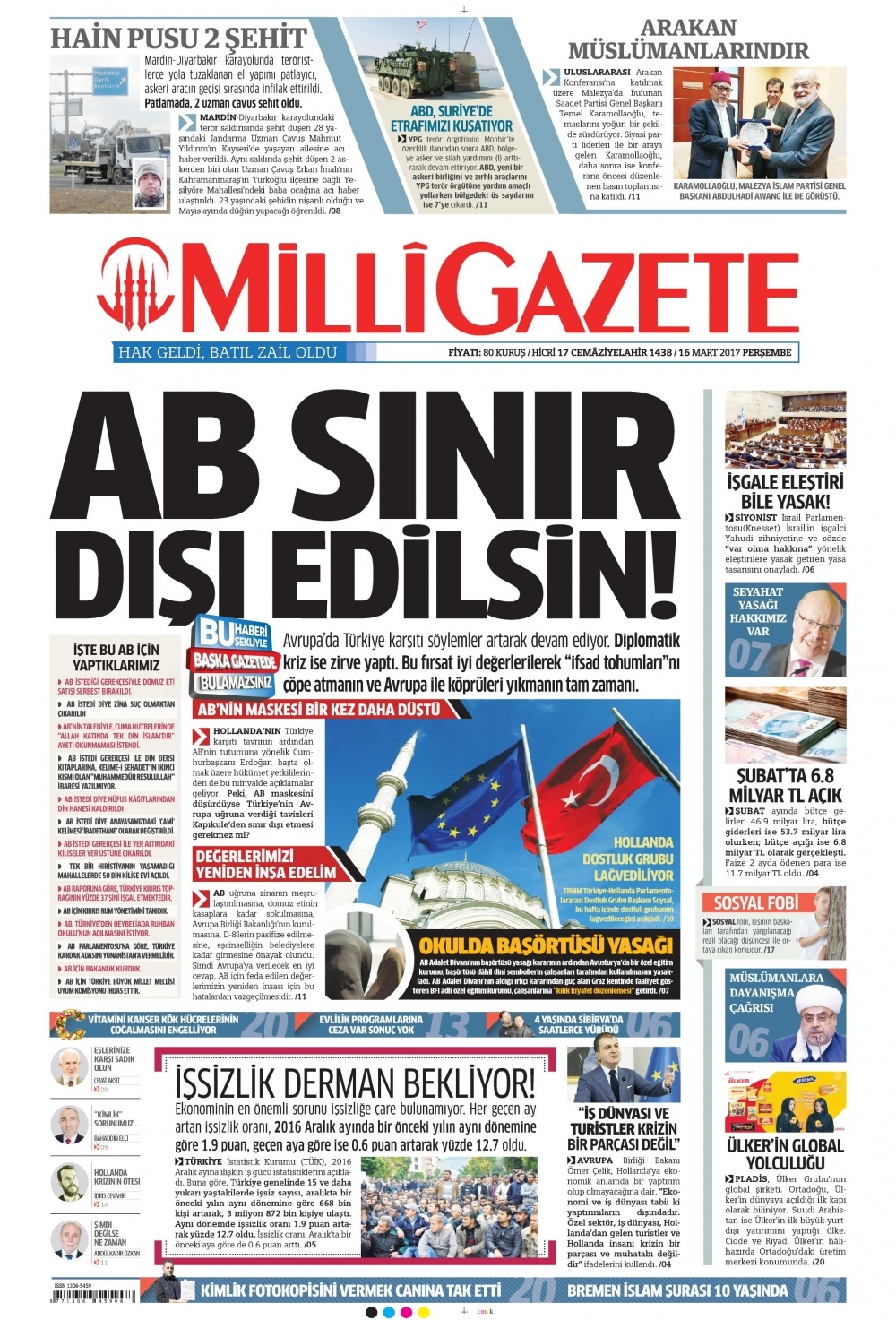 16 Mart 2017 gazete manşetleri - 1