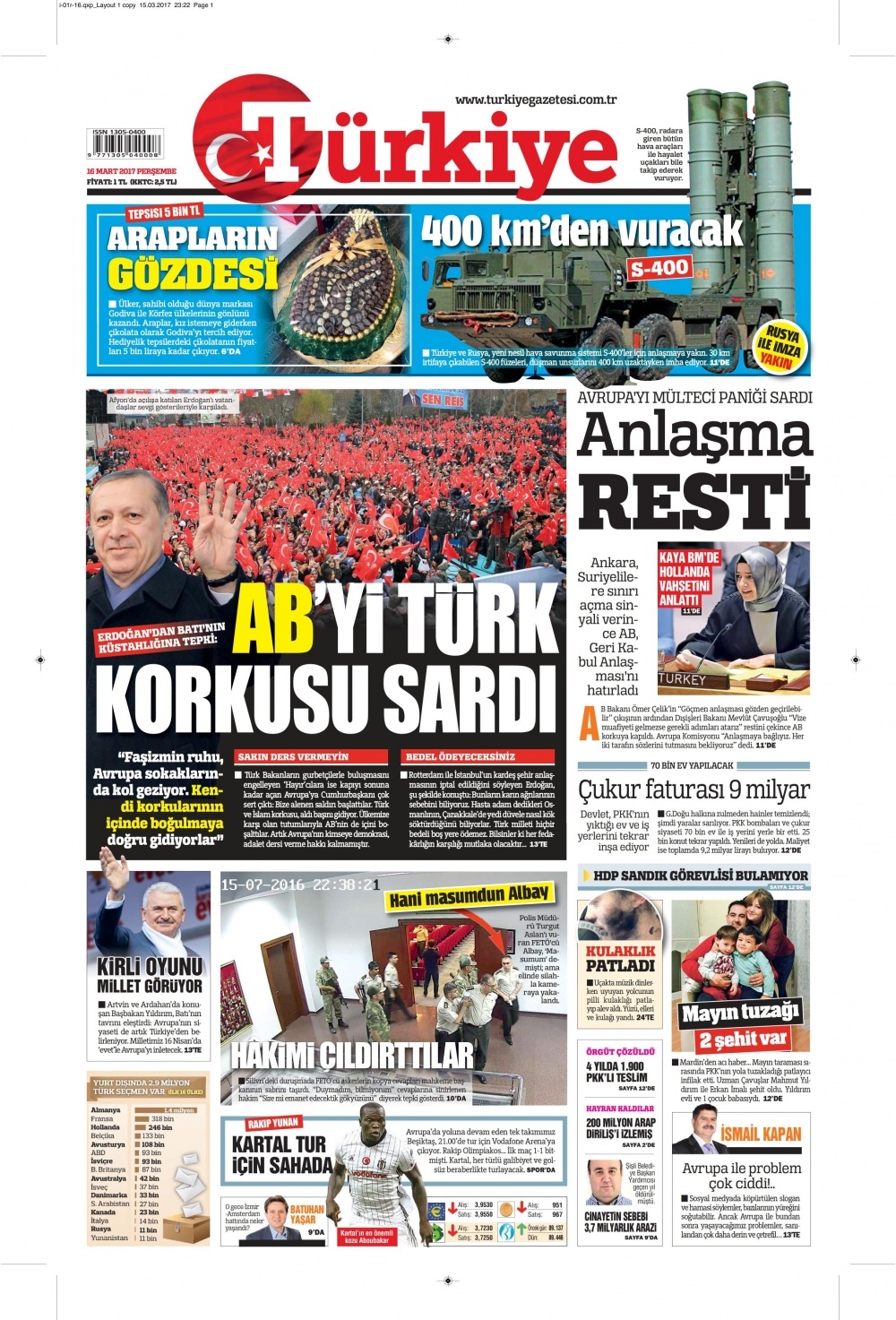16 Mart 2017 gazete manşetleri - 8