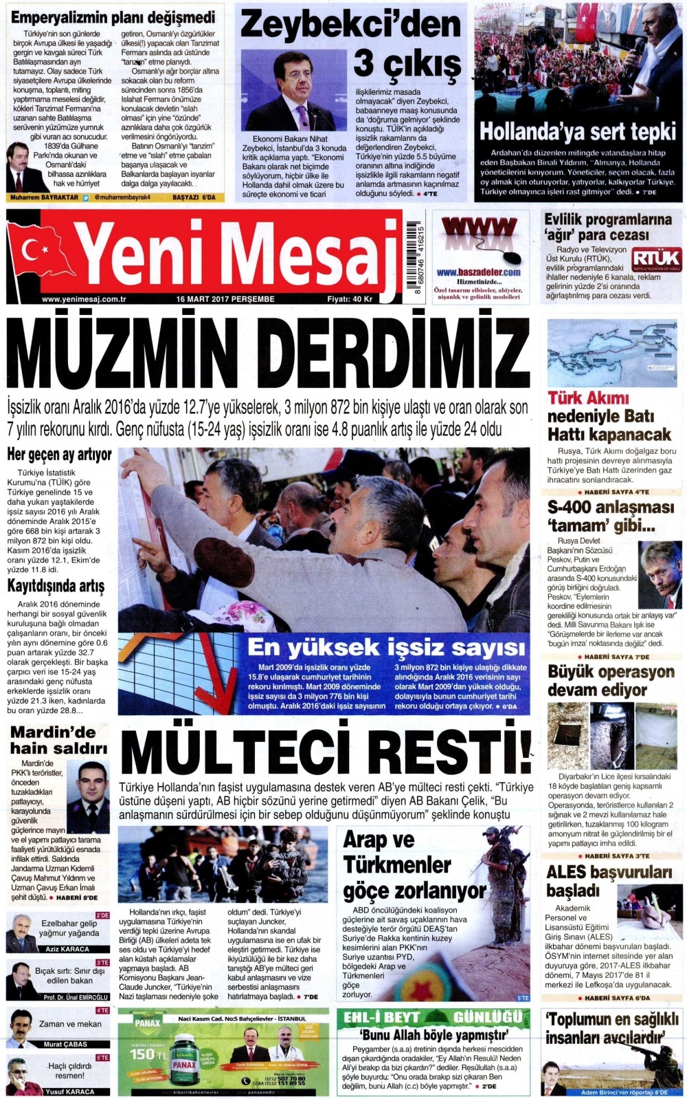 16 Mart 2017 gazete manşetleri - 12