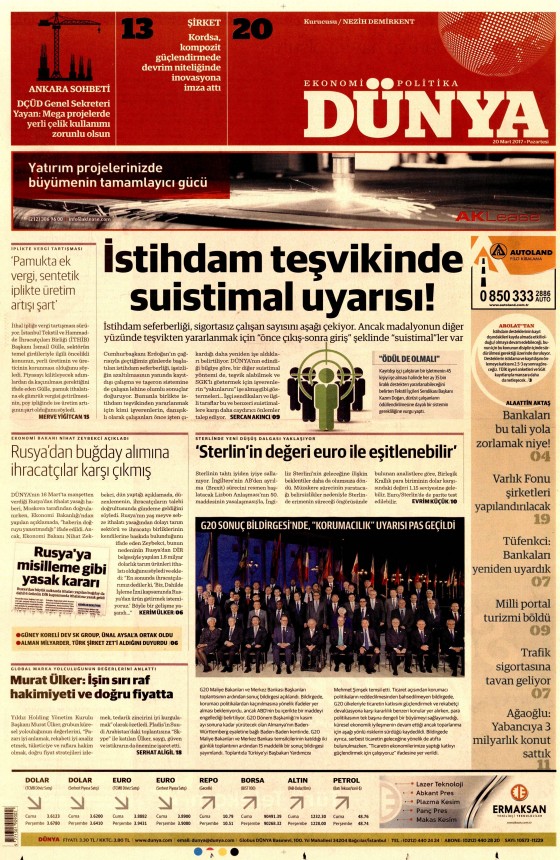 20 Mart 2017 gazete manşetleri - 5