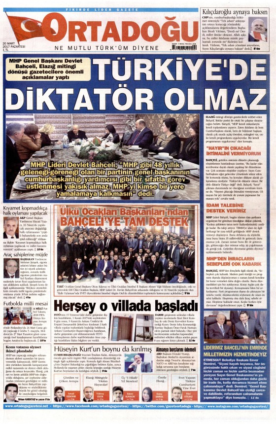 20 Mart 2017 gazete manşetleri - 9