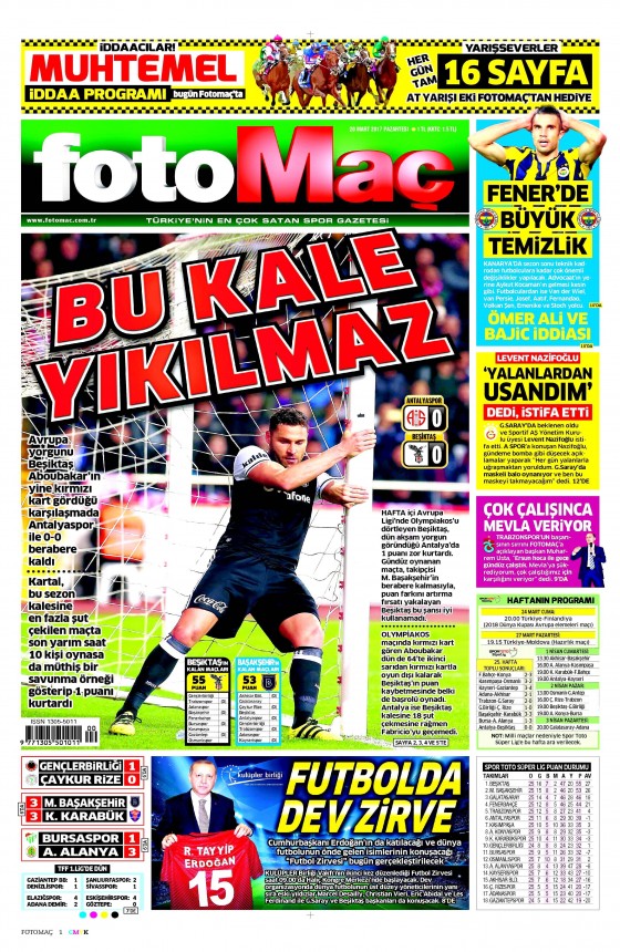 20 Mart 2017 gazete manşetleri - 11