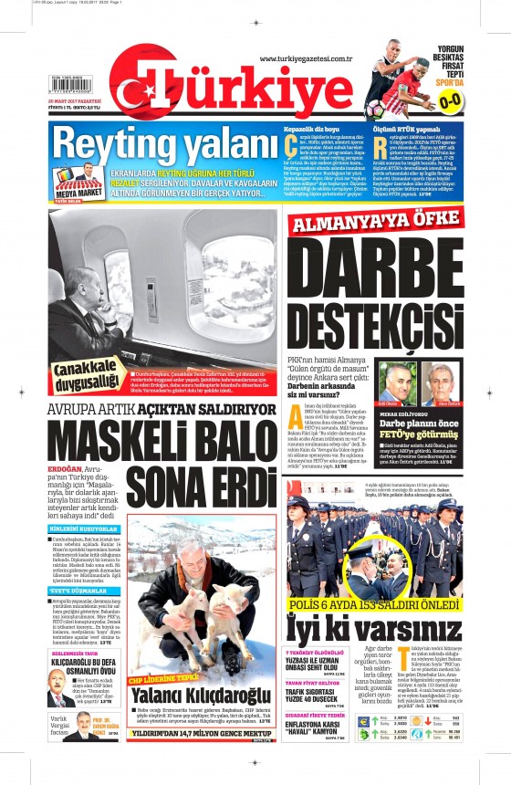20 Mart 2017 gazete manşetleri - 13