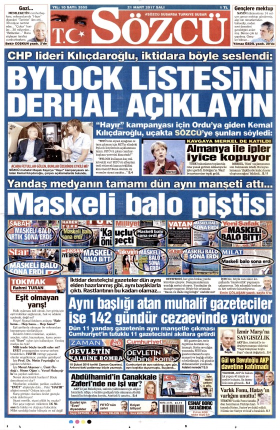 21 Mart 2017 gazete manşetleri - 18