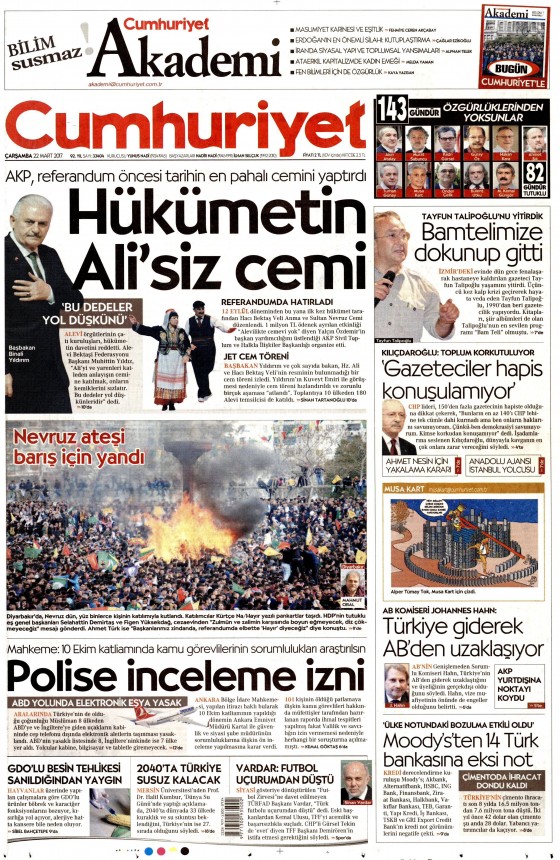 22 Mart 2017 gazete manşetleri - 738