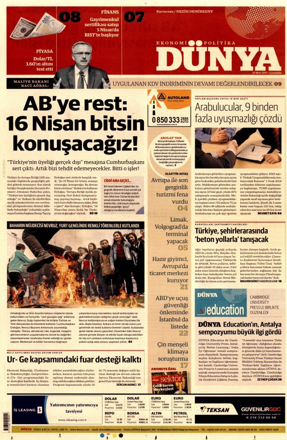 22 Mart 2017 gazete manşetleri - 739