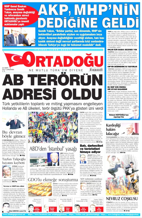 22 Mart 2017 gazete manşetleri - 748