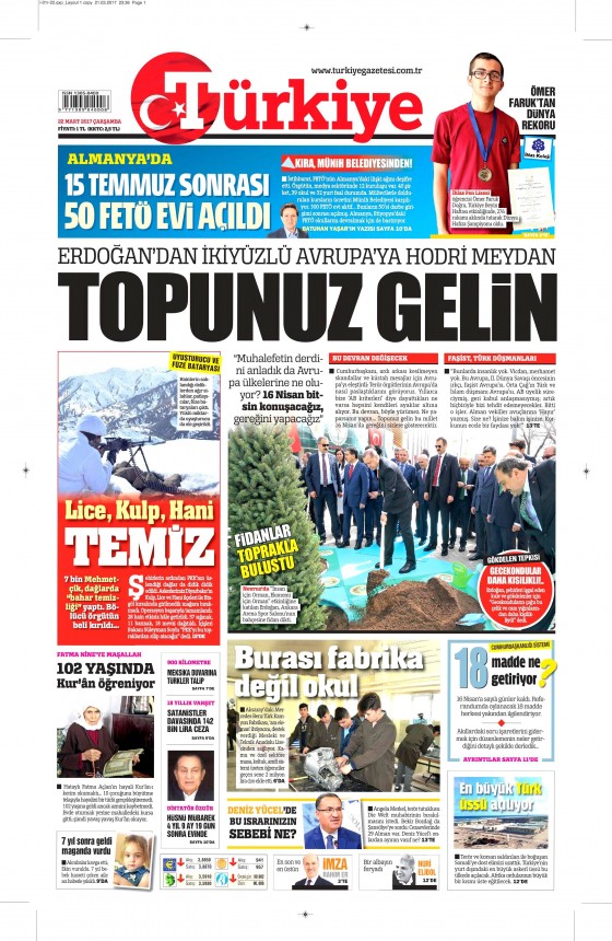 22 Mart 2017 gazete manşetleri - 756