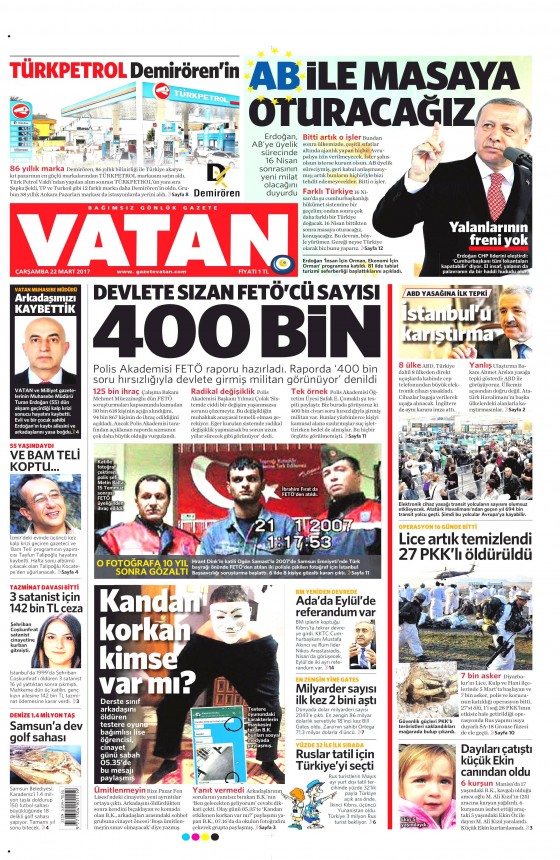 22 Mart 2017 gazete manşetleri - 755